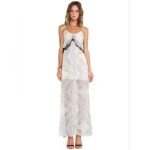 BCBGeneration Strappy Maxi Dress Boho Summer Front Slit Lace Trim Lightweight 6